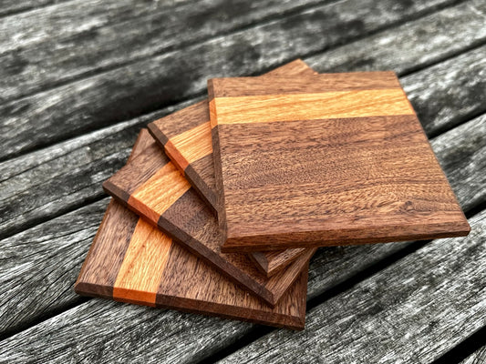 Walnut with Thick Cherry Accent Coasters