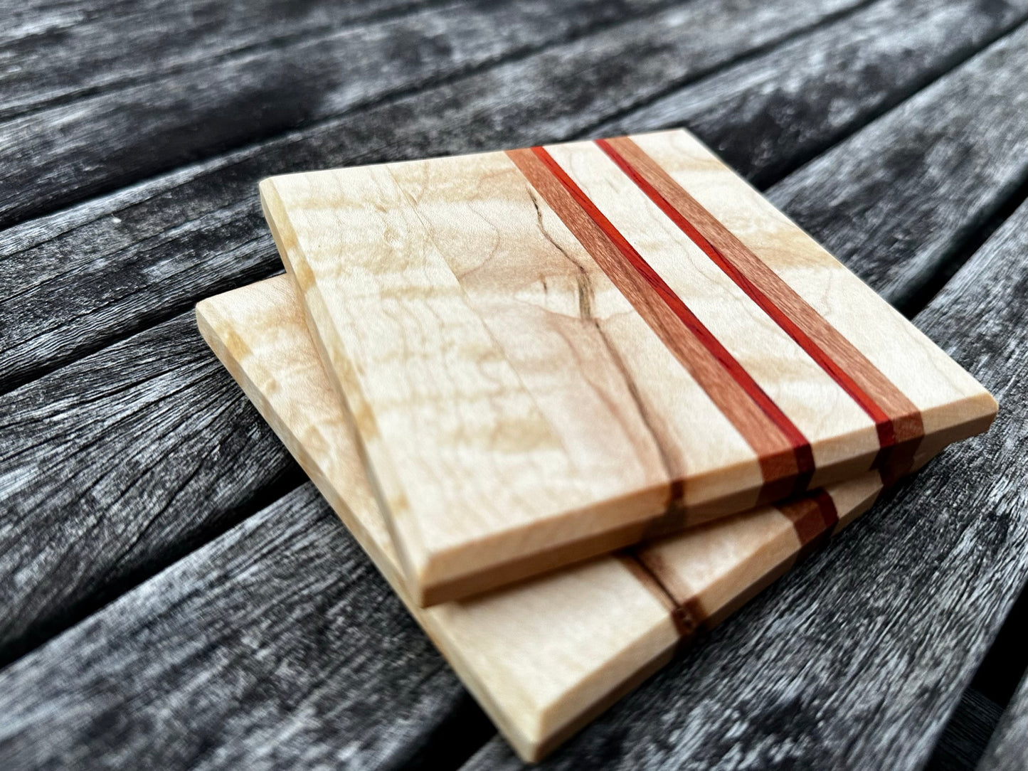 Maple with Cherry & Padauk Accent Coasters
