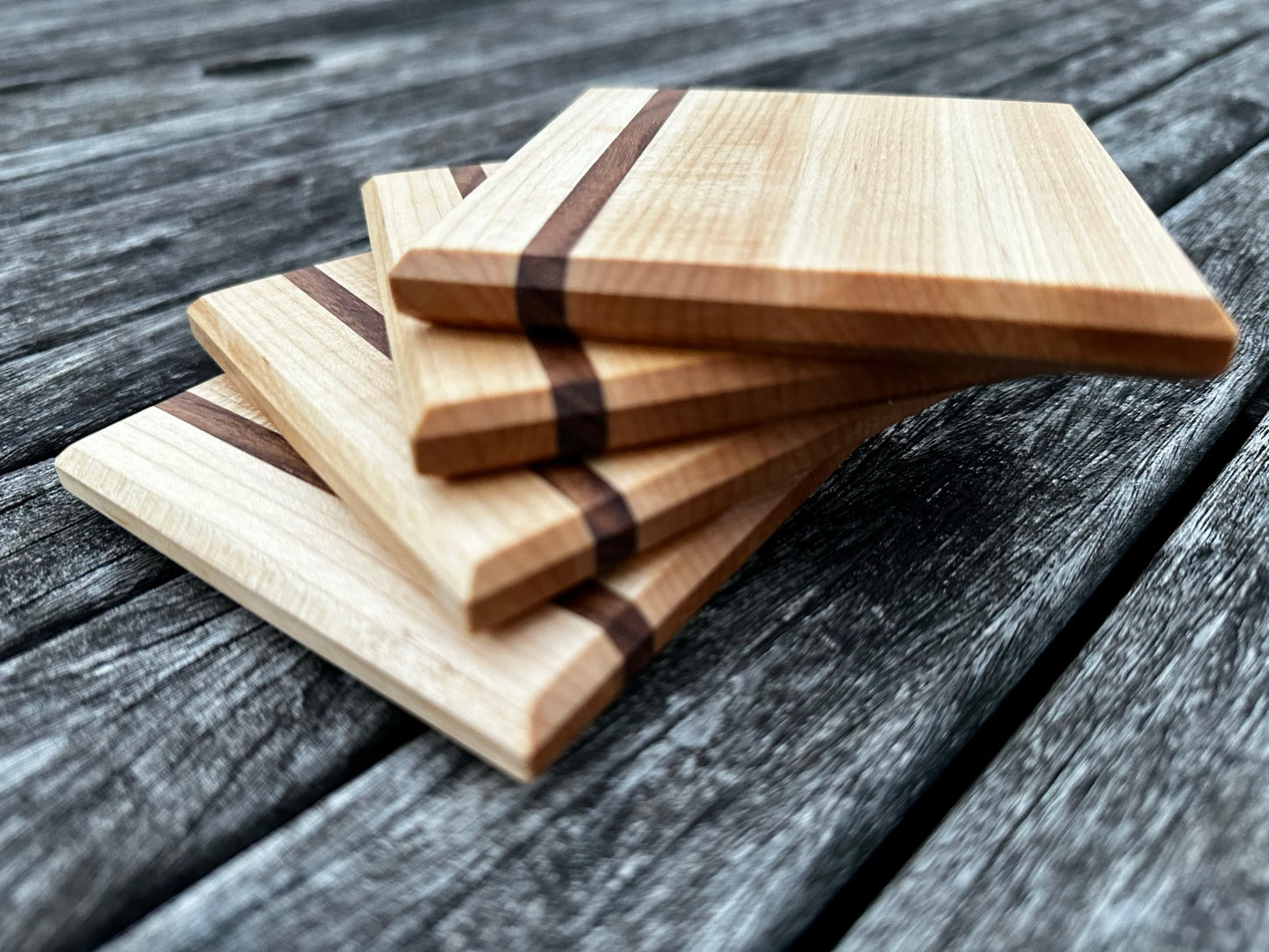 Maple with Light Walnut Accent Coasters