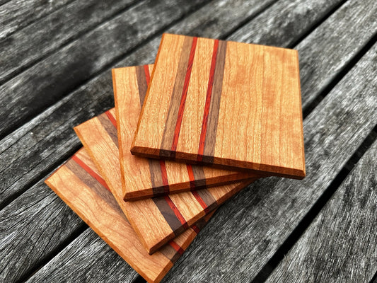 Cherry with Walnut & Padauk Accent Coasters