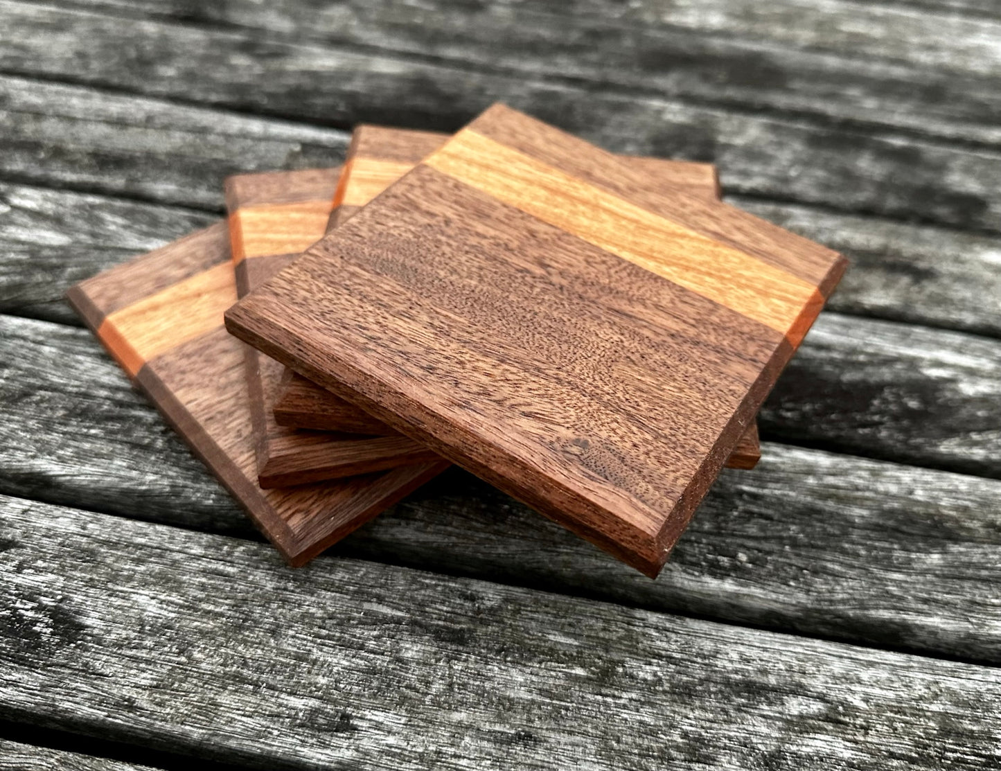 Walnut with Thick Cherry Accent Coasters
