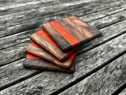 Walnut with Thick Padauk Accent Coasters
