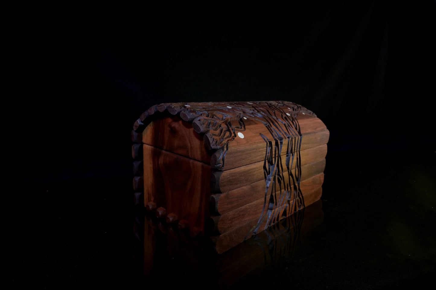 Large Witcher-Inspired Walnut Carved Chest