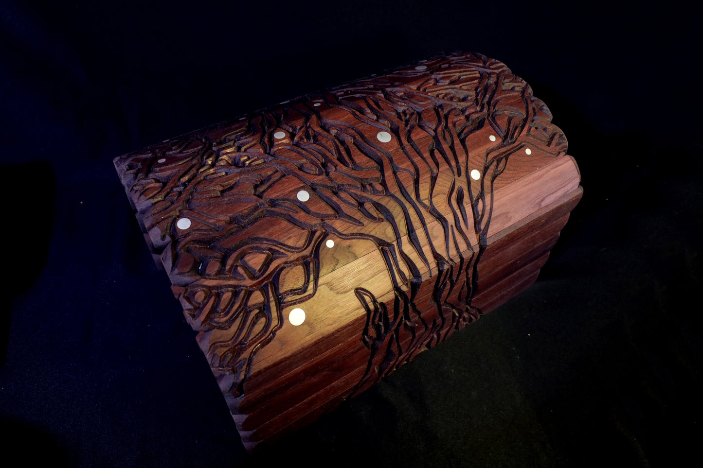 Large Witcher-Inspired Walnut Carved Chest