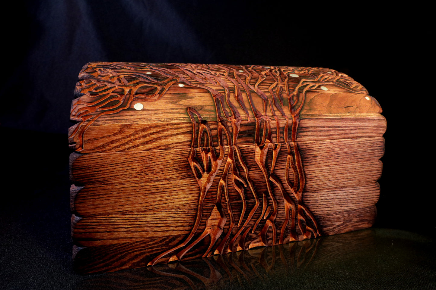 Large Witcher-Inspired Red Oak Carved Chest