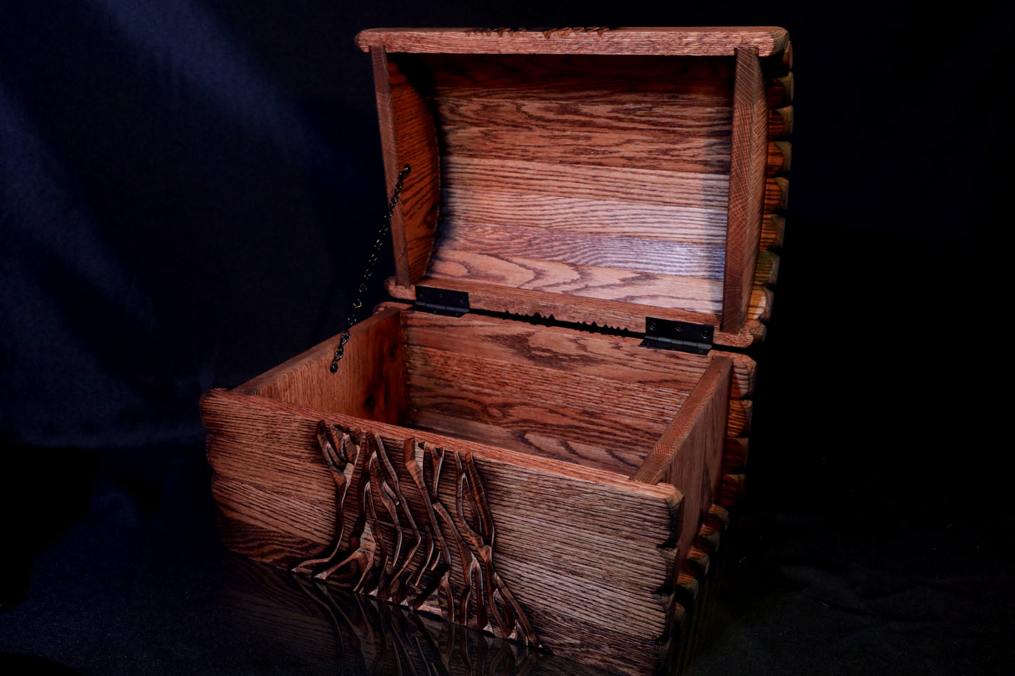 Large Witcher-Inspired Red Oak Carved Chest