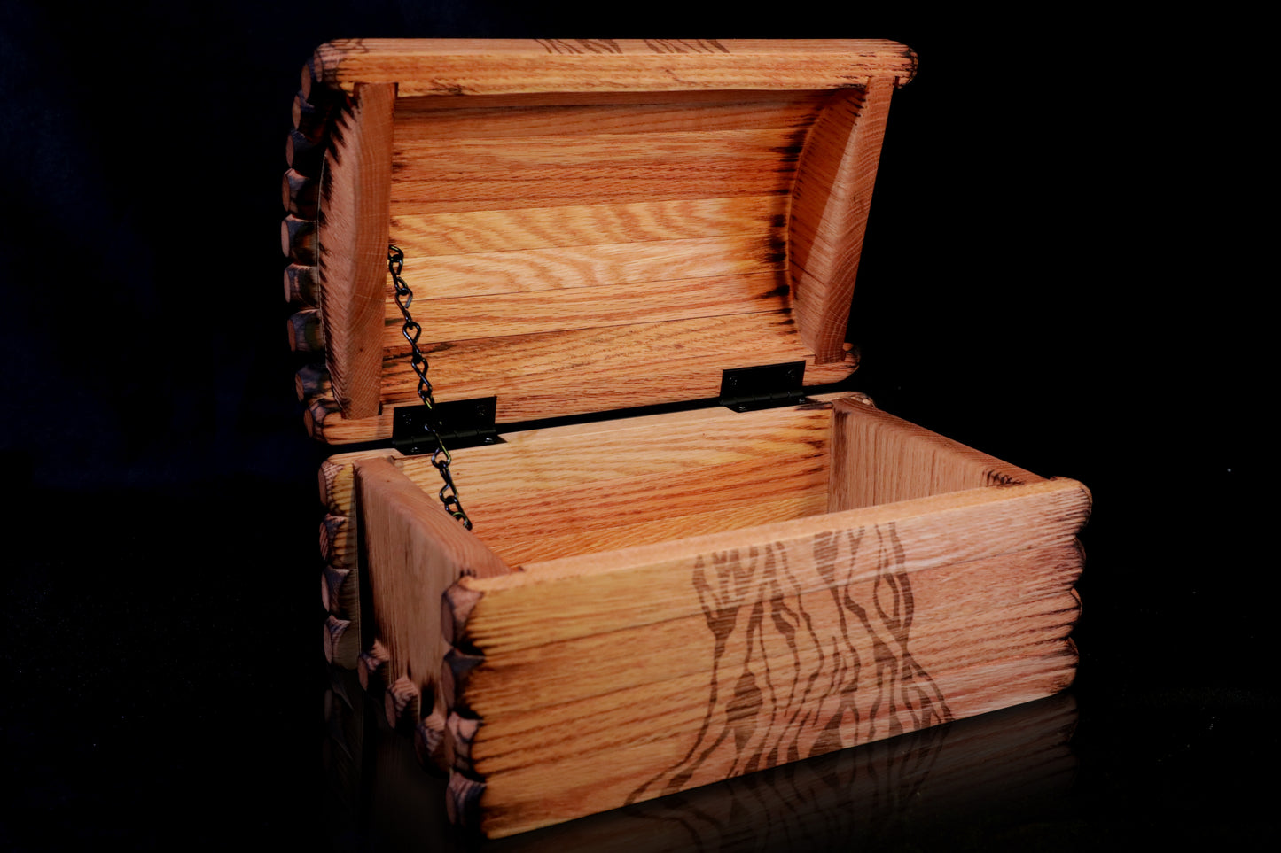 Small Witcher-Inspired Red Oak Engraved Chest