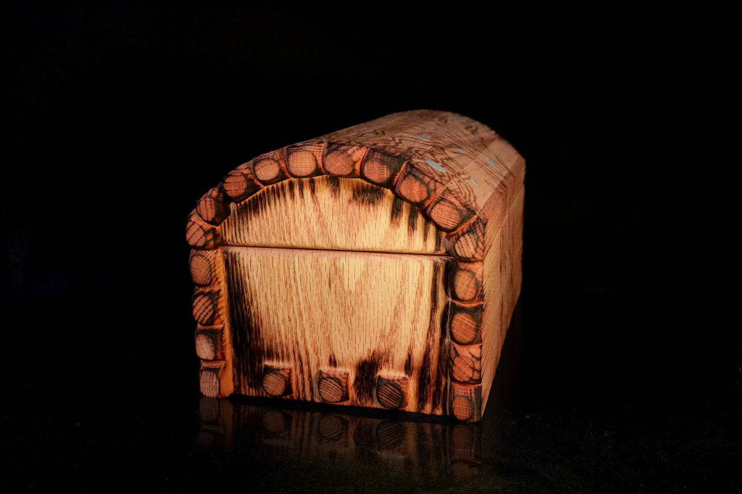 Small Witcher-Inspired Red Oak Engraved Chest