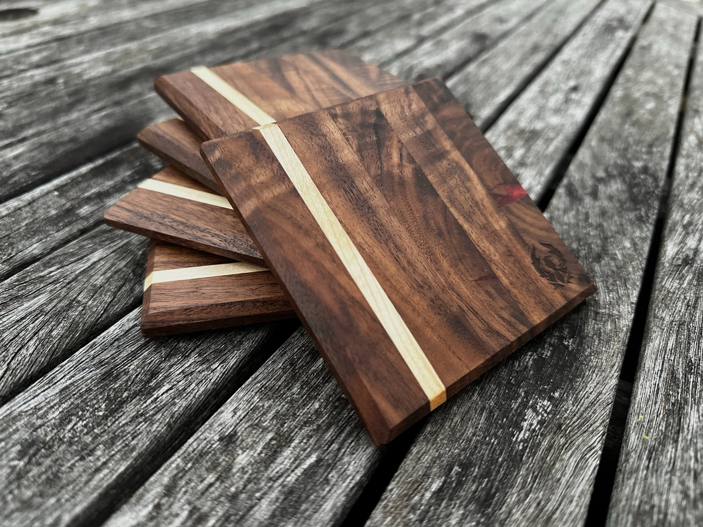 Walnut with Light Maple Accent Coasters