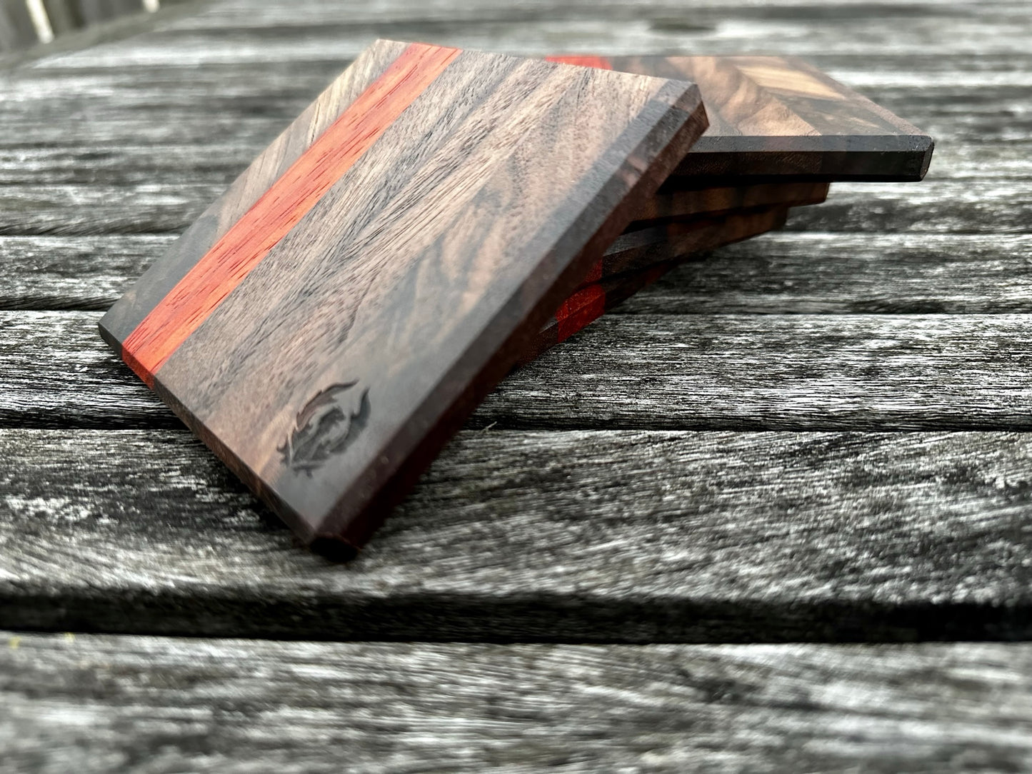 Walnut with Thick Padauk Accent Coasters