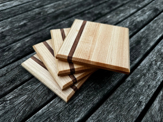 Maple with Light Walnut Accent Coasters