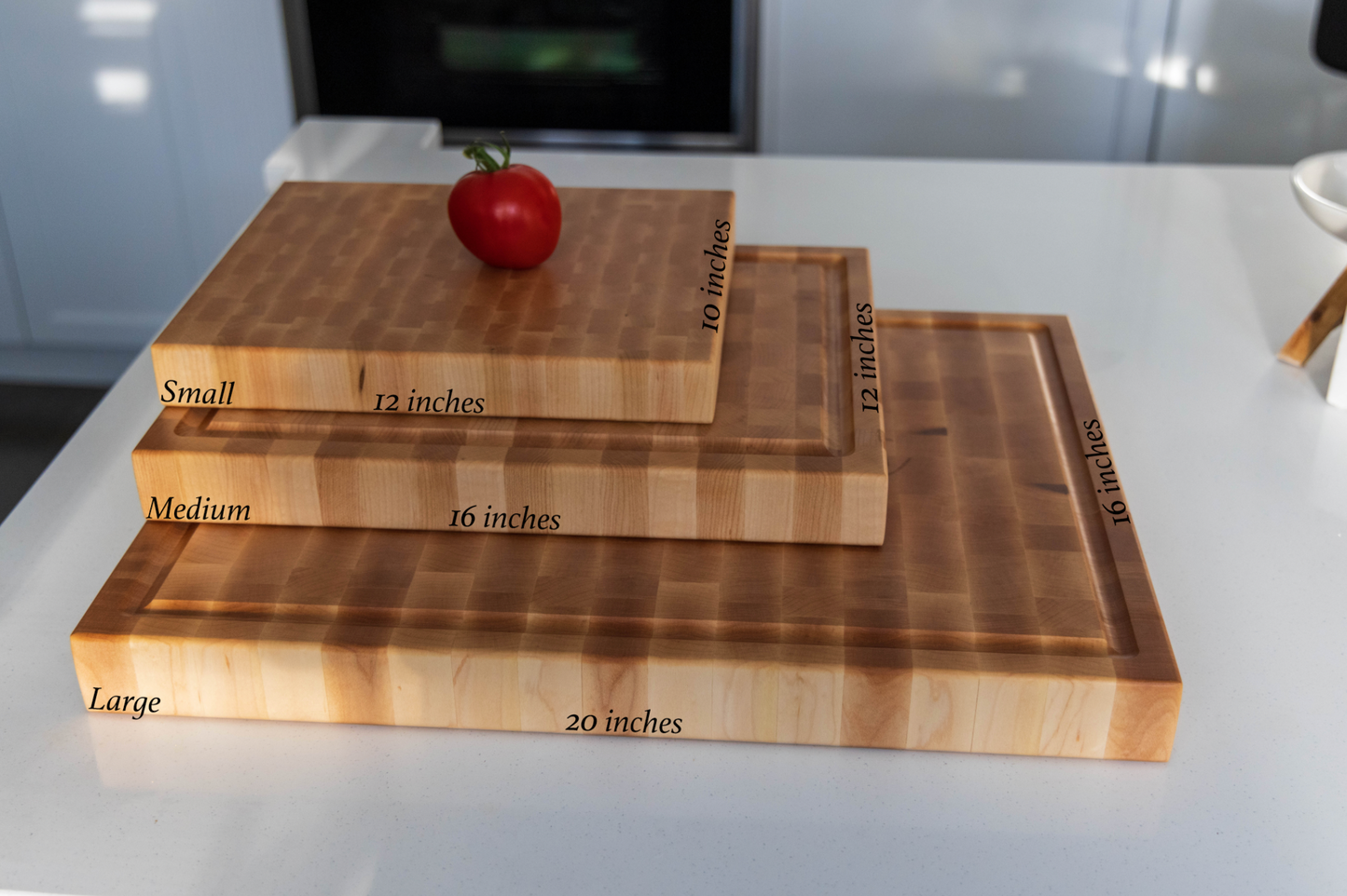 Small End Grain Butcher Block Cutting Board, Engravable - 10" x 12" x 1.5"