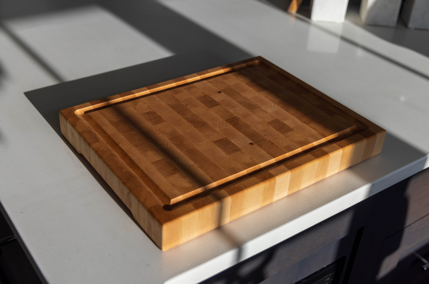 Medium End Grain Butcher Block Cutting Board, Engravable - 12" x 16" x 1.75"