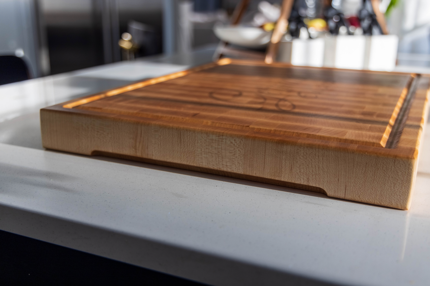 Large End Grain Butcher Block Cutting Board, Engravable - 16" x 20" x 2"